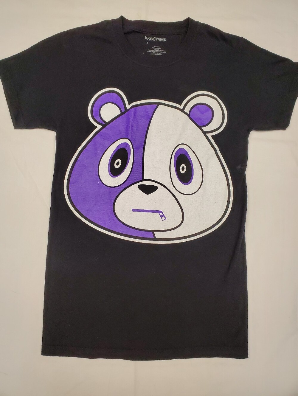 Kickstrike Black Purple Bear Graphic Tee Size Small Streetwear Hip Hop Cotton - Picture 1 of 5